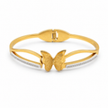 Gold butterfly bangle bracelet with crystal band