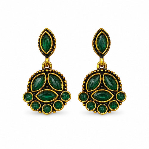 Oxidised Silver Lakshmi Multicolour Stone Jhumka Earrings
