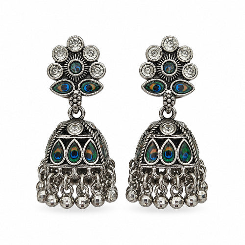 Antique Gold Lakshmi Temple Box Green Bead Earrings